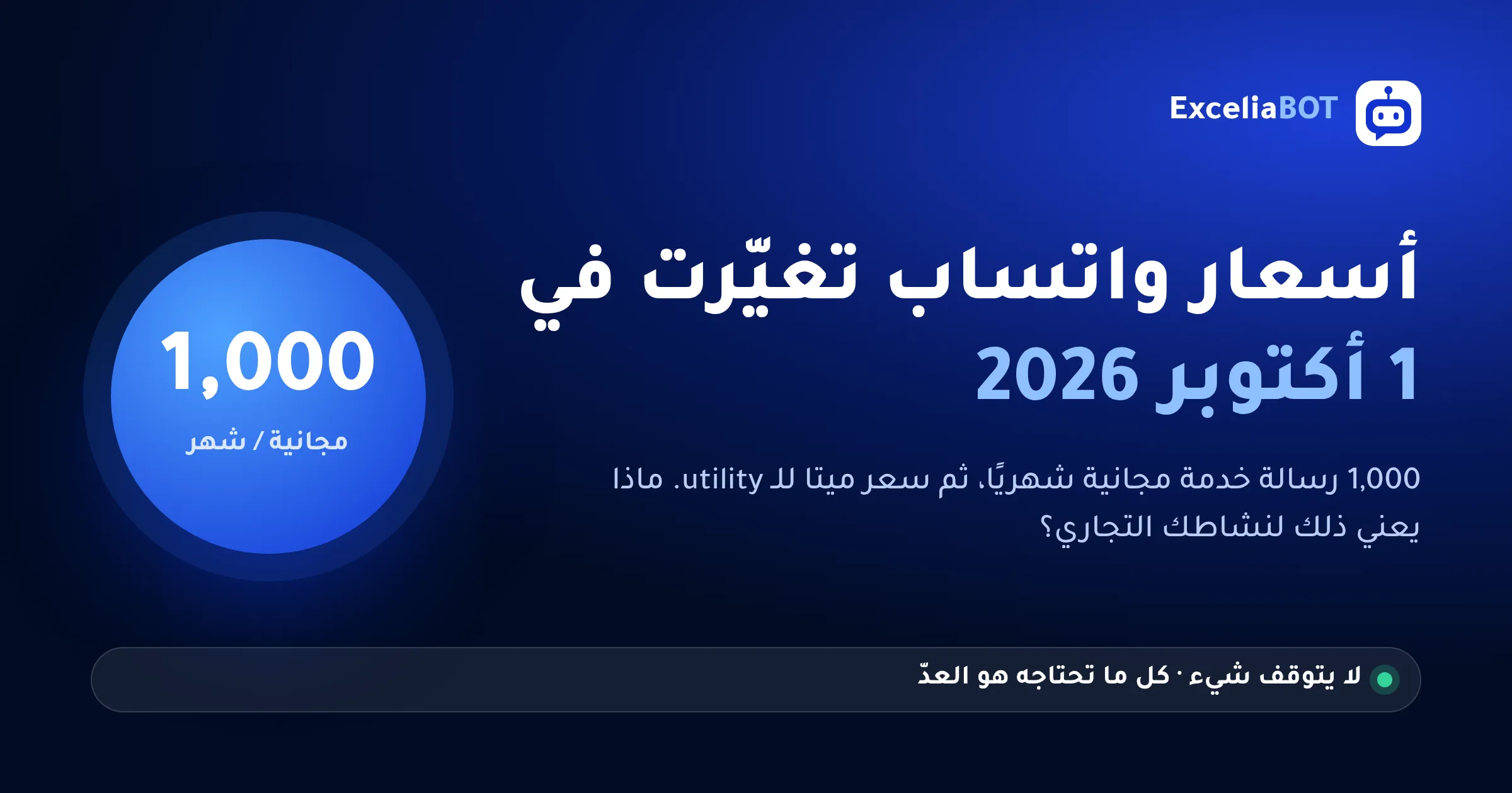 أسعار واتساب تغيّرت في 1 أكتوبر 2026 — 1,000 رسالة خدمة مجانية شهريًا