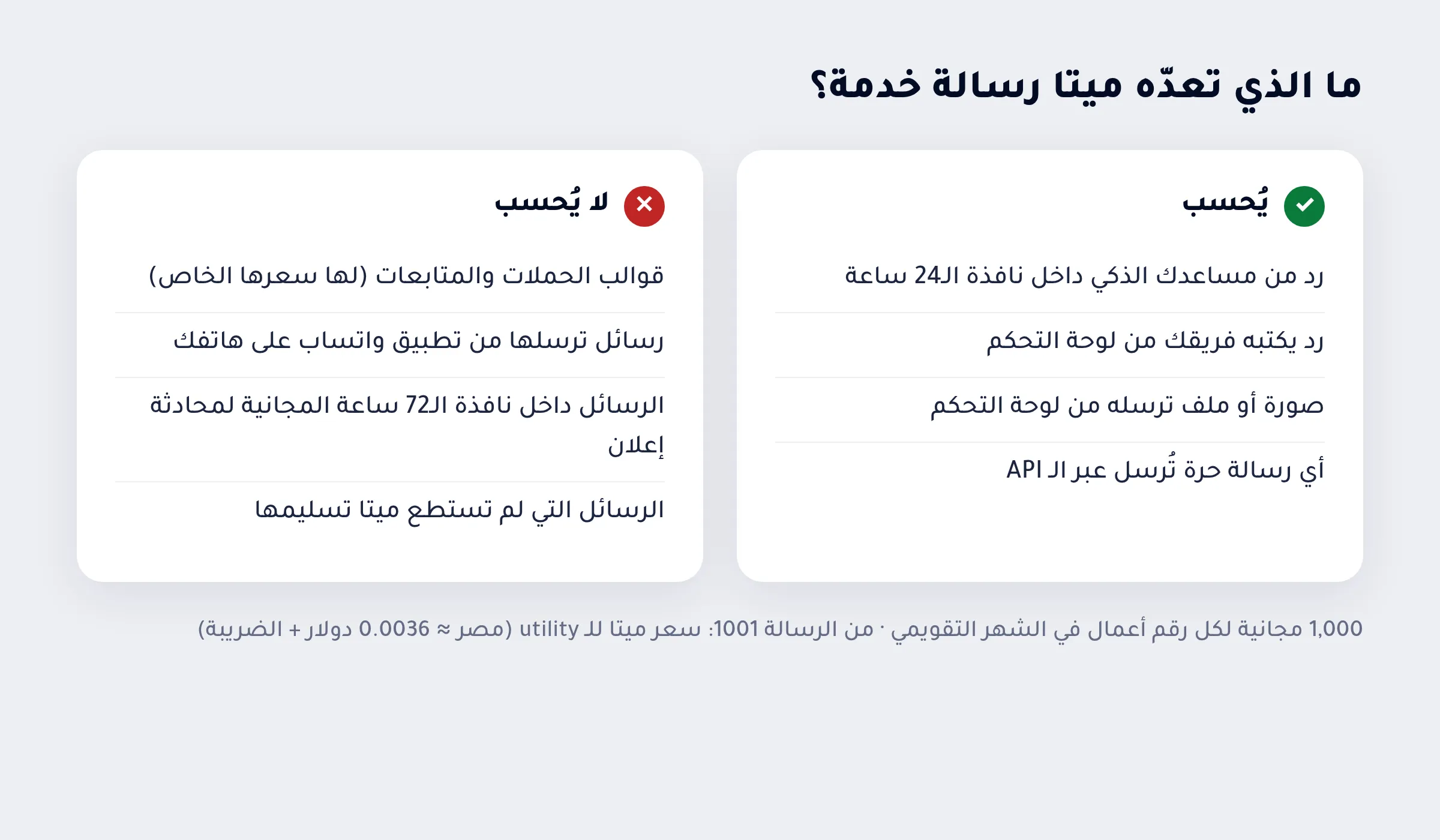 ما الذي تعدّه ميتا رسالة خدمة وما الذي لا تعدّه
