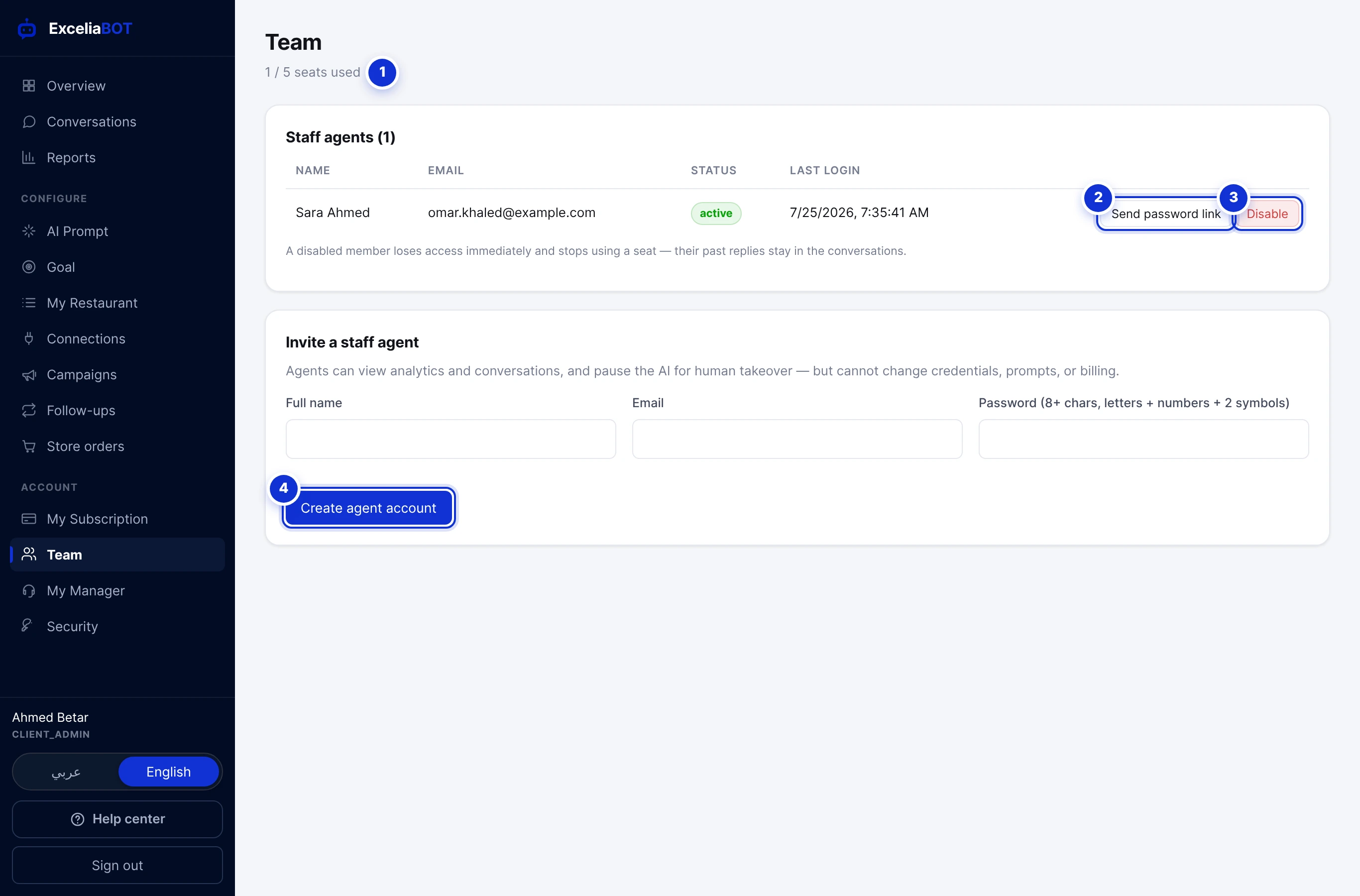 The Team page.